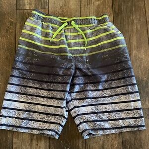 Under Armour Men's Neon Green and Gray Striped Athletic Shorts